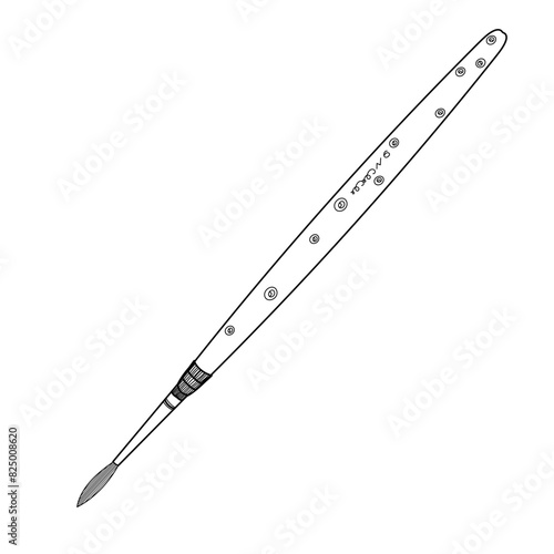 illustration of a brush with a number for watercolor and illustration
