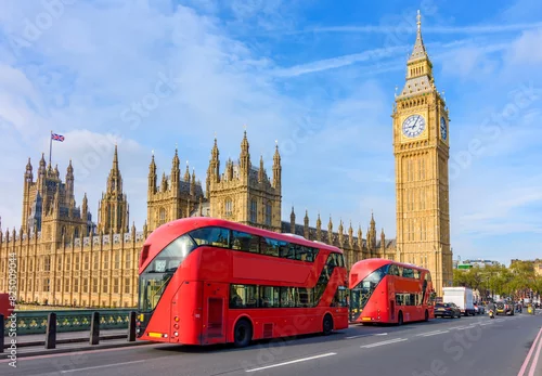 Fototapeta Big Ben i Pałac Westminsterski z Mostem Westminster w Londynie