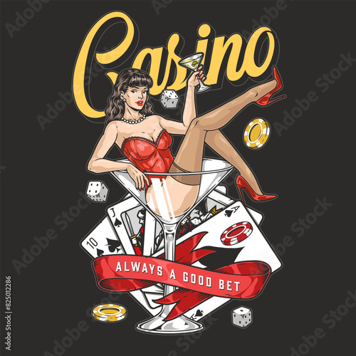 Casino gaming colorful vintage flyer