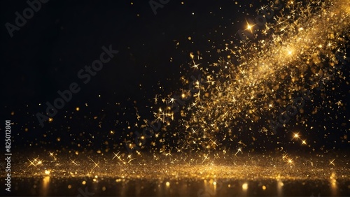 Gold glowing stars and particle background