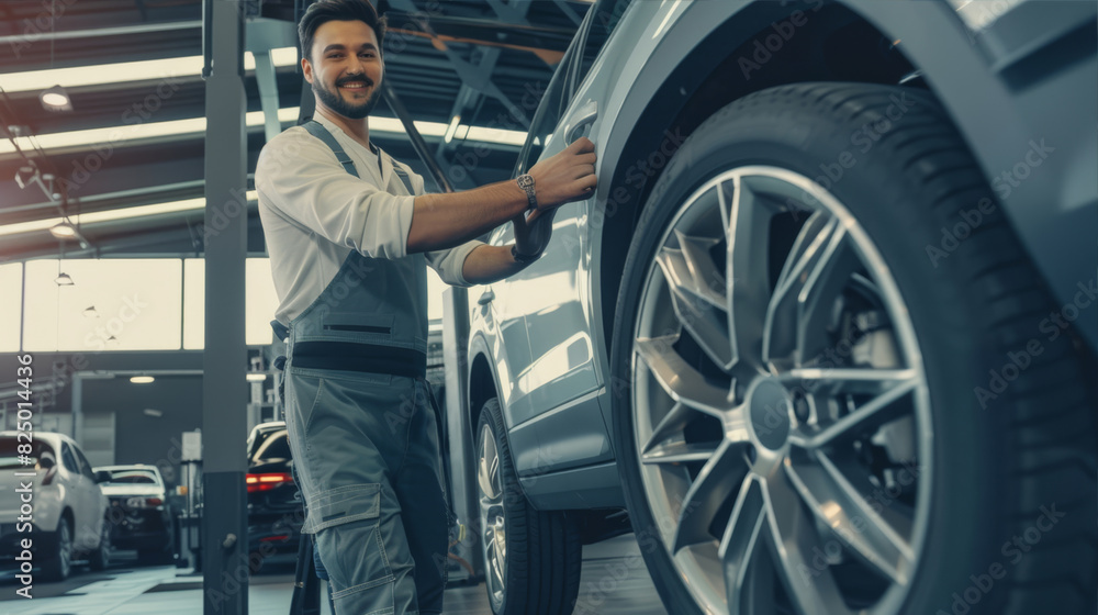 Man, worker of a car repair shop, tire service
Man, worker of a car repair shop, tire service