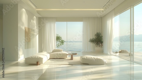 Soft Morning Light  Serene Scene in Minimalist Living Room