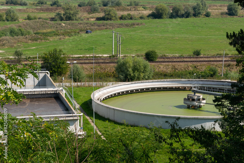 Aerial View of a Water Treatment Plant in a Rural Area