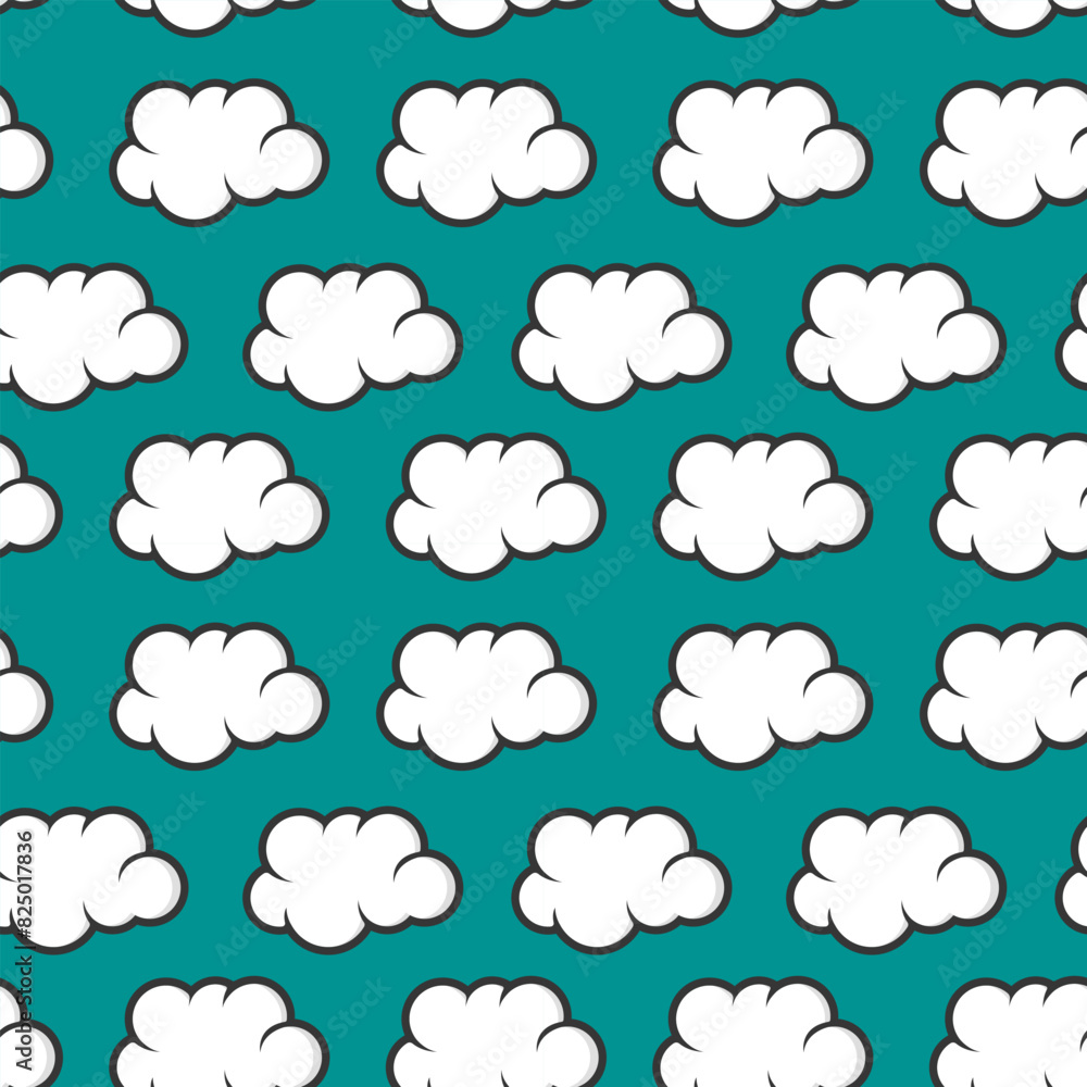 Obraz premium clouds seamless pattern. cartoon clouds pattern for kids. cartoon fluffy clouds seamless pattern background. clouds vector illustration pattern.