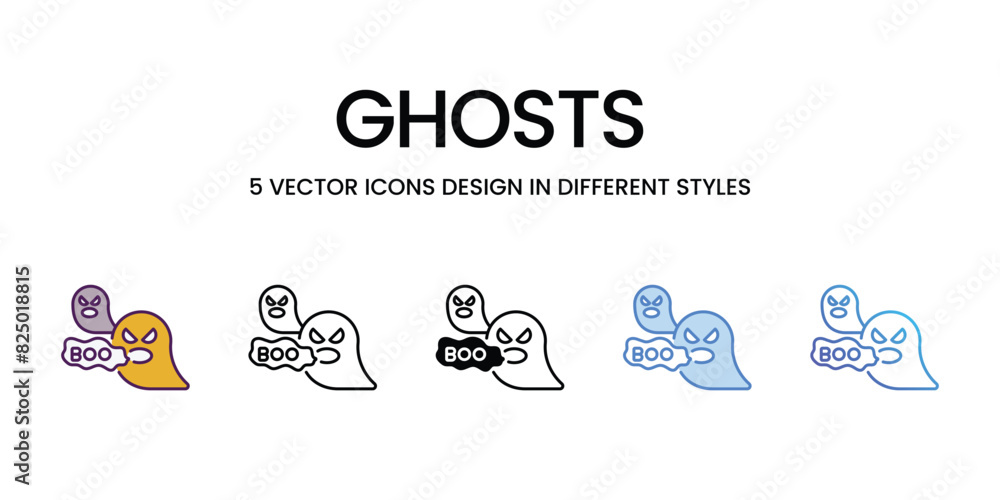 Ghosts icons vector set stock illustration.