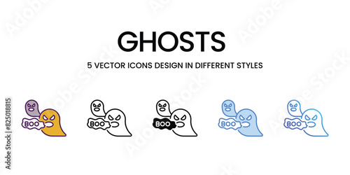 Ghosts icons vector set stock illustration.