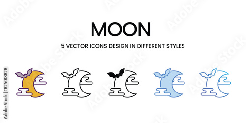 Moon icons vector set stock illustration.
