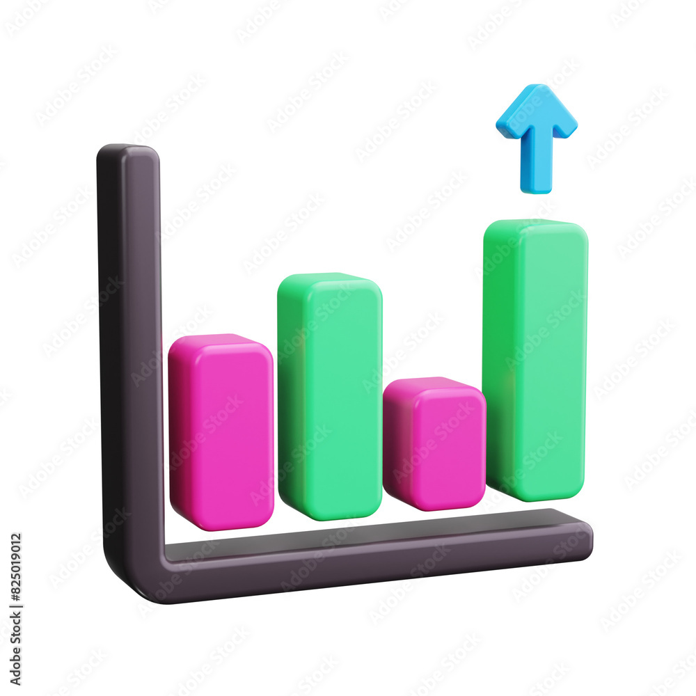 bar chart 3d render icon bar chart 3d render icon