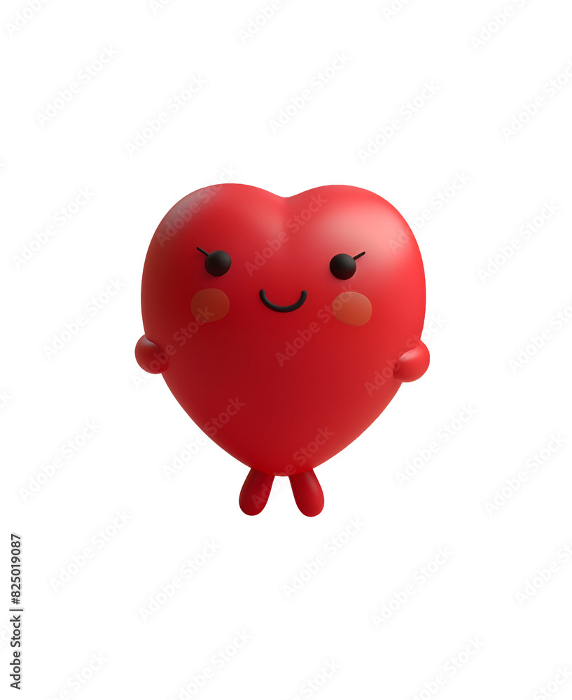 Cute Chibi Cartoon of a Happy Red Heart with an Eye and Mouth: A 3D Rendered Illustration, Isolated on Transparent Background, PNG Cute Chibi Cartoon of a Happy Red Heart with an Eye and Mouth: A 3D Rendered Illustration, Isolated on Transparent Background, PNG