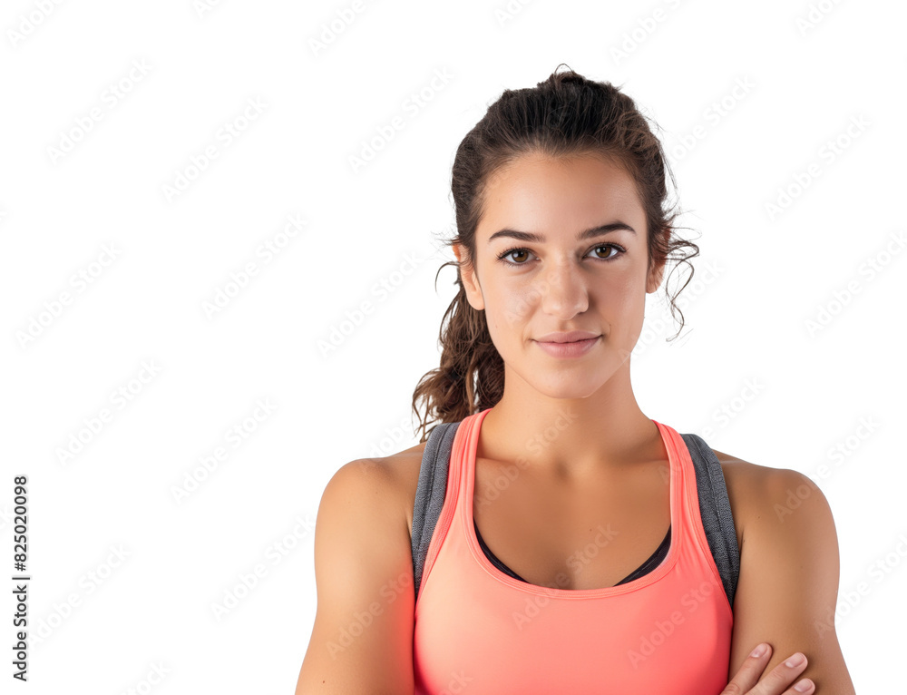 Young Woman in Pink Sportswear Posing with Arms Crossed Young Woman in Pink Sportswear Posing with Arms Crossed