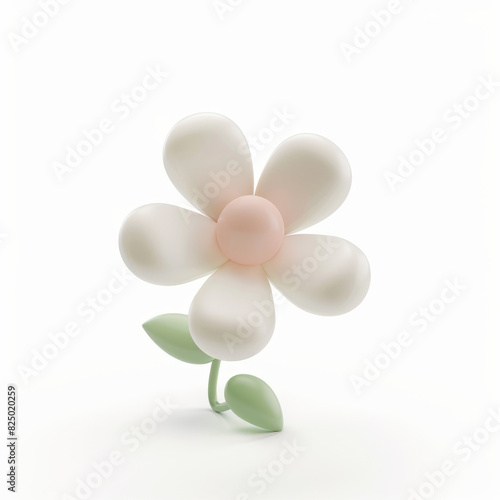 Flower icon in 3d style on white background 