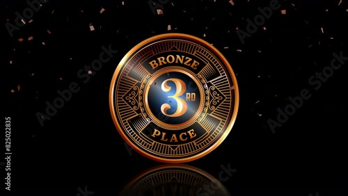 Emblems of Distinction: Gilded Bronze Unveiled for the Victors. Animated footage capturing the essence of awards, presented in high-quality 4K video. Featuring a captivating bronze coin emblem.