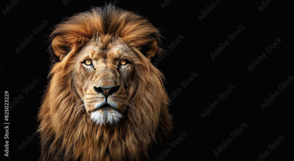 Portrait of a lion on a black background, close-up.Generative AI Portrait of a lion on a black background, close-up.Generative AI