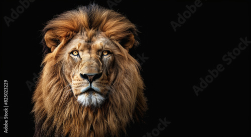 Portrait of a lion on a black background, close-up.Generative AI © Anatoli