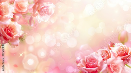 A soft pastel background with delicate roses  creating an elegant and romantic atmosphere for Valentine s Day or special events. Pastels and roses create a romantic border.