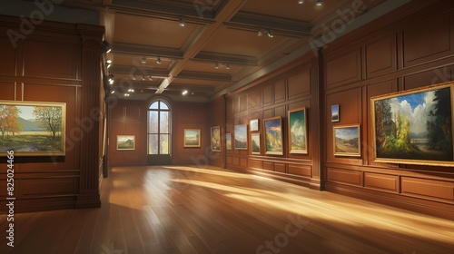 A dynamic art gallery where AI-generated paintings adorn the walls  each masterpiece reflecting a unique blend of creativity and algorithms. 32k  full ultra HD  high resolution