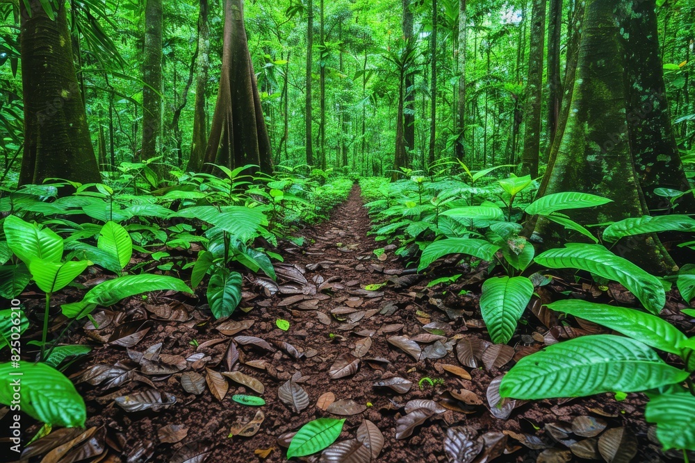 A Path Through a Lush Green Forest A Path Through a Lush Green Forest