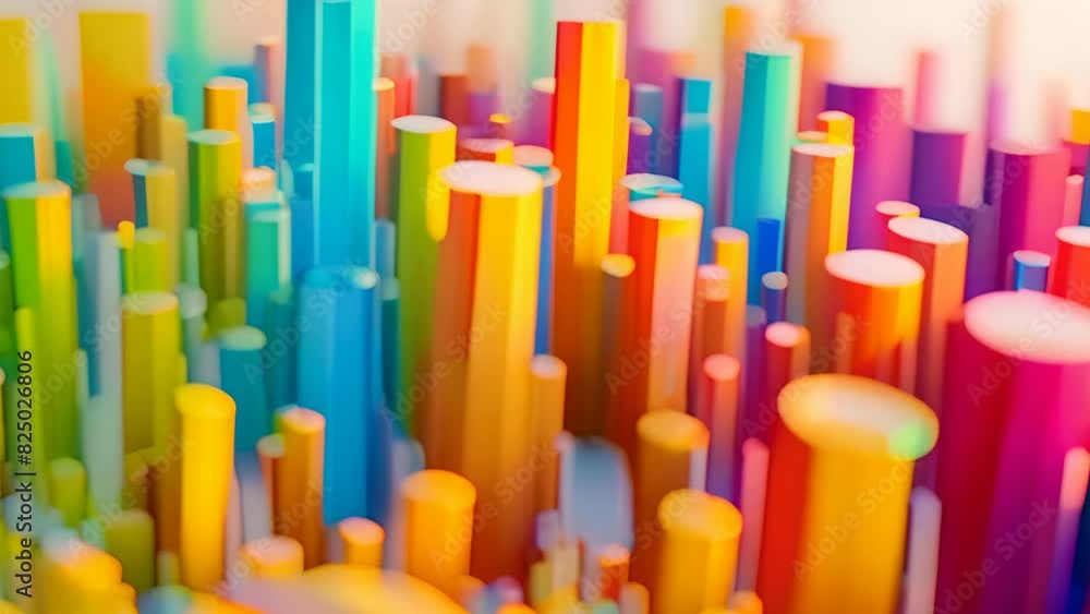 3D render of a city made of colorful cylinders 3D render of a city made of colorful cylinders