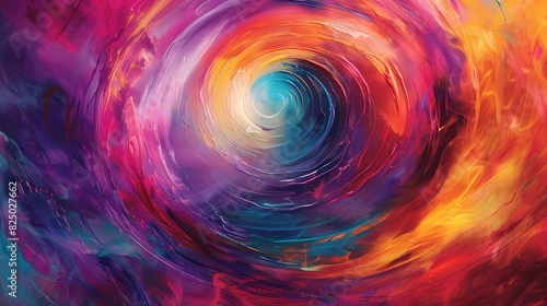 Dynamic swirls of bright hues intertwining to produce a mesmerizing and captivating abstract composition