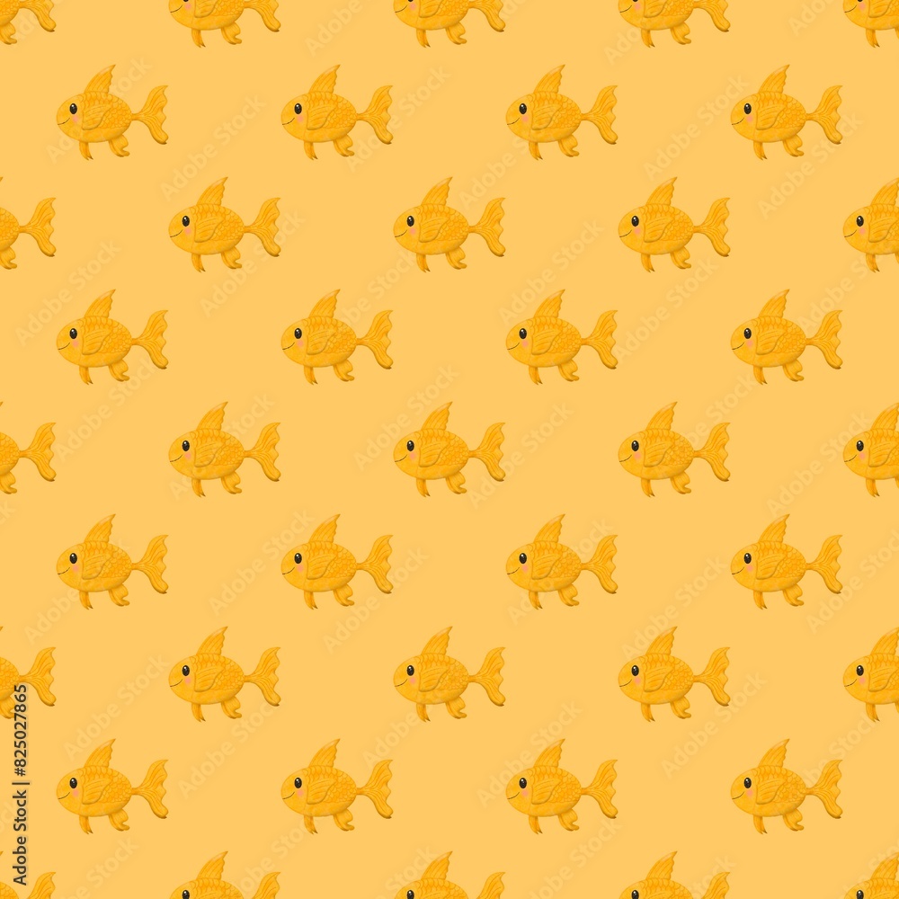 seamless pattern with goldfish