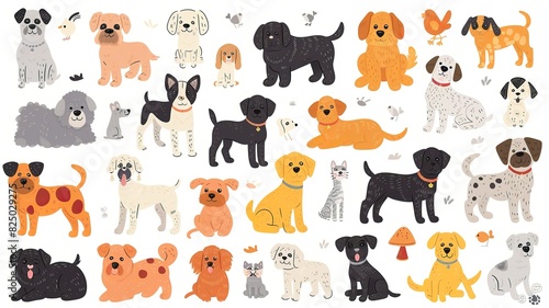 lots of cute puppies, different, for stickers. Generated by AI