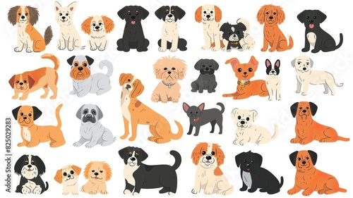 lots of cute puppies, different, for stickers. Generated by AI