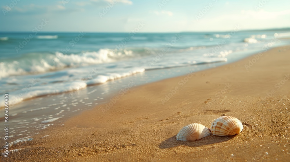 A serene, unadorned beach scene with just a few seashells scattered on the sand, conveying a sense of tranquility and simplicity. A serene, unadorned beach scene with just a few seashells scattered on the sand, conveying a sense of tranquility and simplicity.