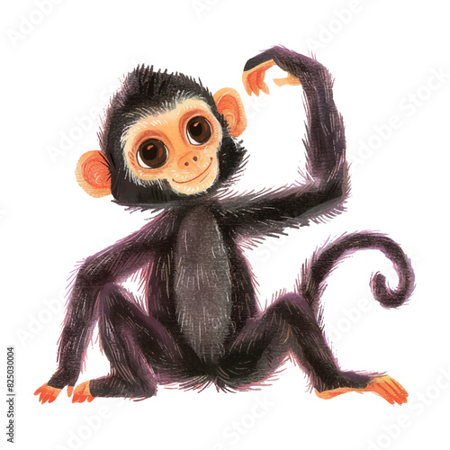 Cute monkey stretching white background (11)