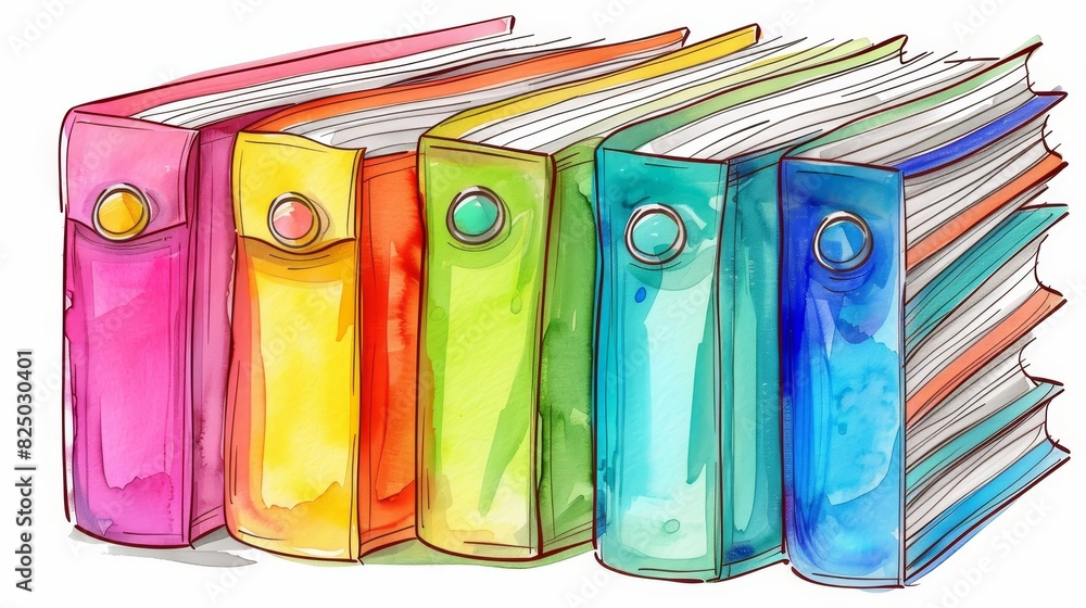Modern illustration of colorful office folders. Hand drawn hand drawn cartoon of colorful office folders. Office supplies clipart. Modern illustration of colorful office folders. Hand drawn hand drawn cartoon of colorful office folders. Office supplies clipart.