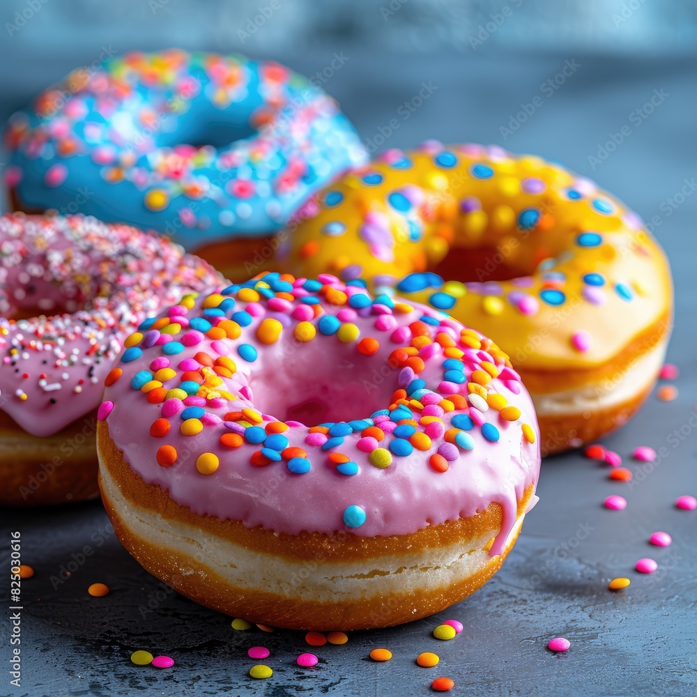 assorted donuts with chocolate frosted, pink glazed and sprinkles donuts. assorted donuts with chocolate frosted, pink glazed and sprinkles donuts.