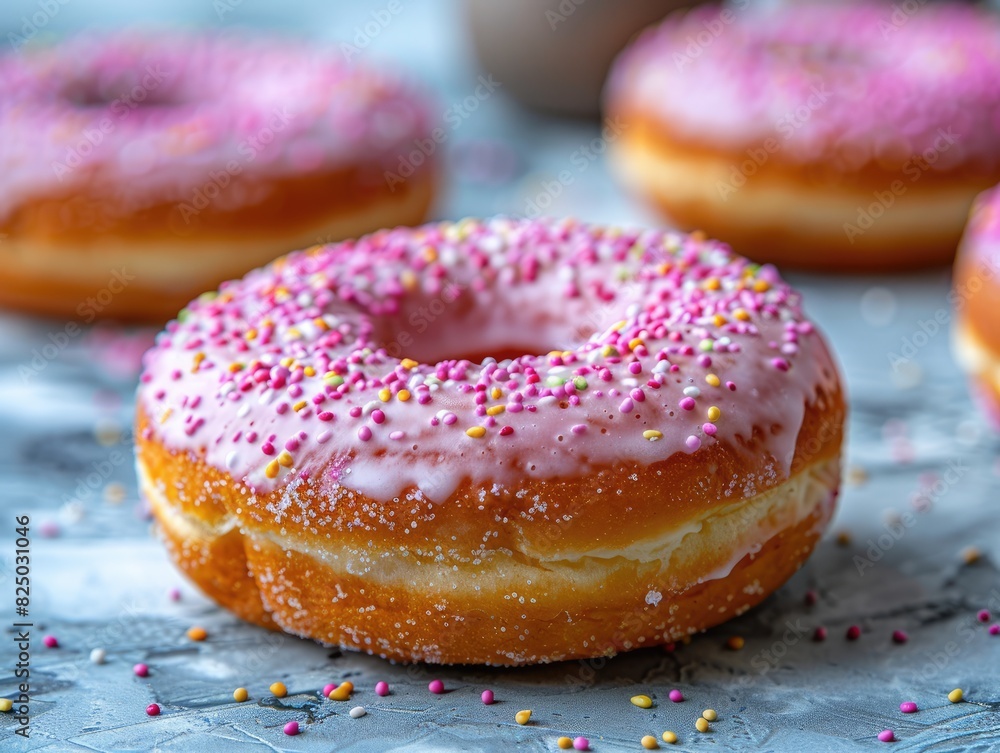 assorted donuts with chocolate frosted, pink glazed and sprinkles donuts. assorted donuts with chocolate frosted, pink glazed and sprinkles donuts.