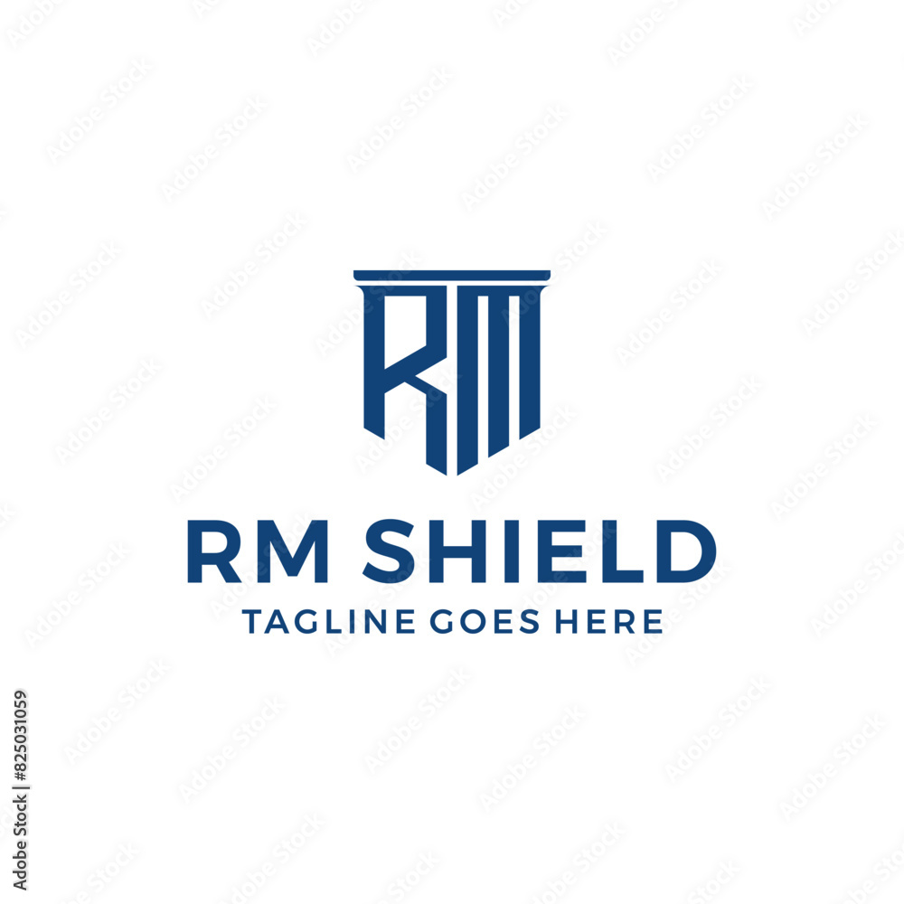 Letter rm shield law logo design icon template 