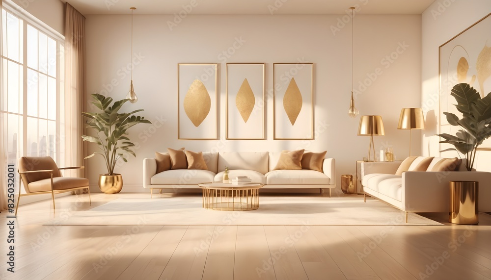 white and gold theme interior modern minimalism photo realism white and gold theme interior modern minimalism photo realism