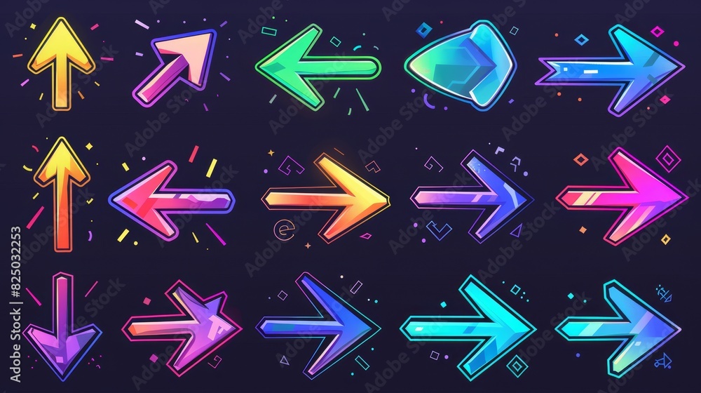 This modern illustration of colorful animated arrow signs can be added ...