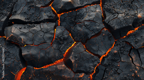 Gray cracked stone texture with veins and lava