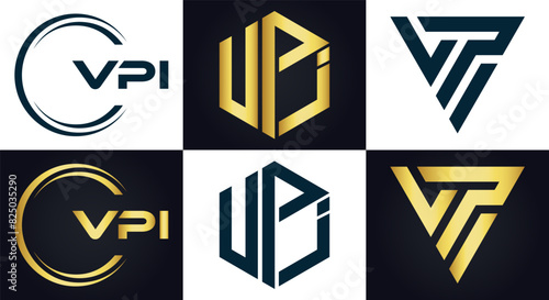 VPI logo. V P I design. White VPI letter. VPI, V P I letter logo design. V P I letter logo design in FIVE, FOUR, THREE, style. letter logo set in one artboard. V P I letter logo vector design. photo