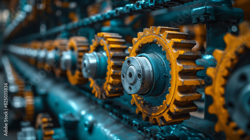 Synchronized Movement - Close-up of synchronized gears moving in perfect harmony