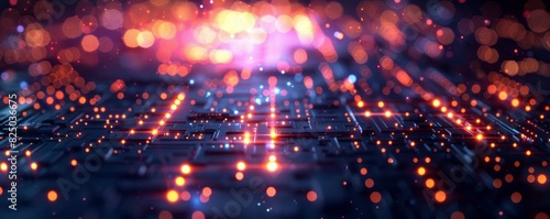 Wallpaper Mural Futuristic digital technology background with metallic textures and glowing elements. Torontodigital.ca