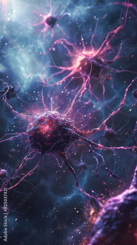 Fantasy depiction of cancer as shadowy creatures attacking cells, Fantasy, Vivid Colors, Illustration, Showcasing internal battle Fantasy depiction of cancer as shadowy creatures attacking cells, Fantasy, Vivid Colors, Illustration, Showcasing internal battle