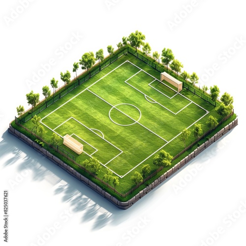 3D Isometric Stadium Soccer Pitch Graphics