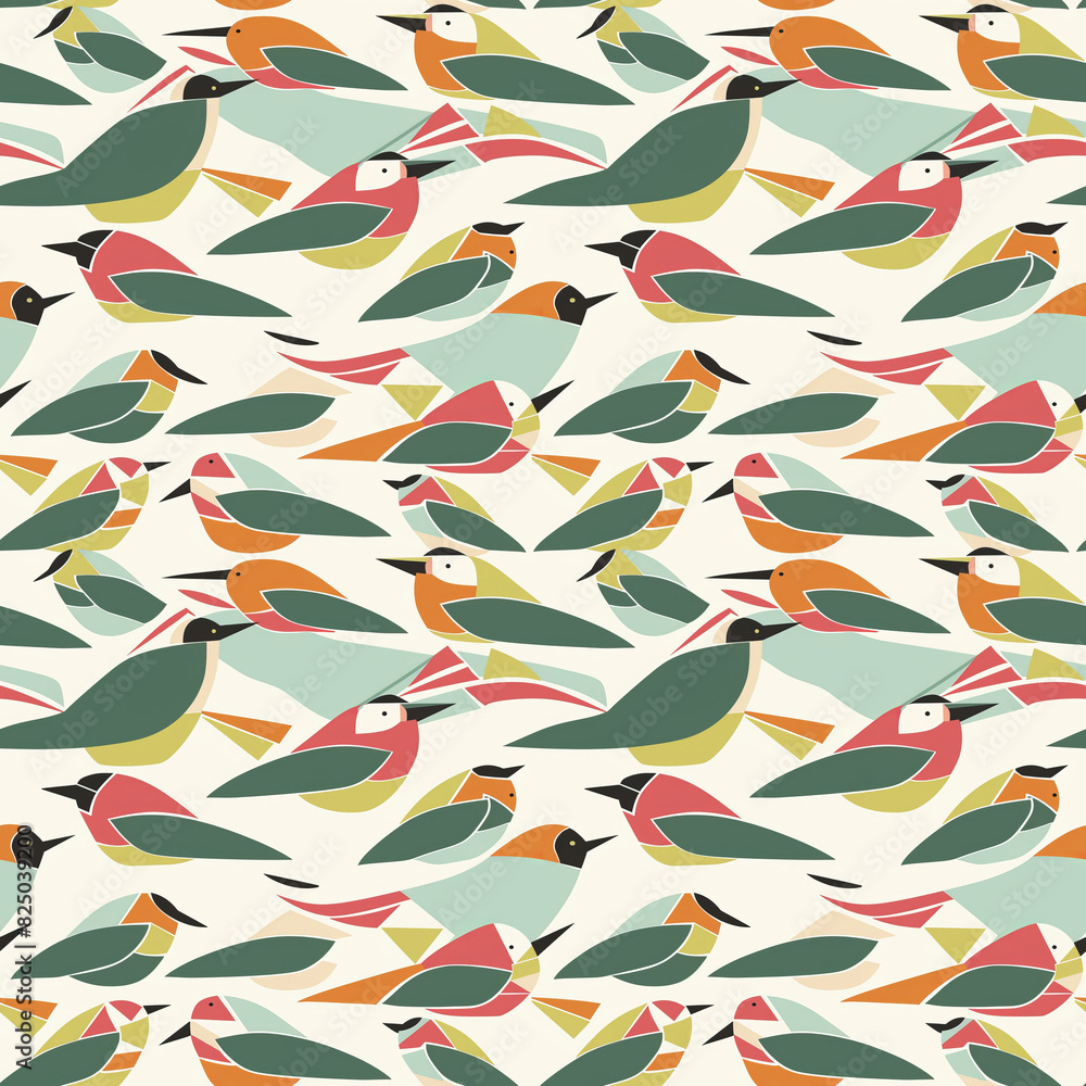 Fototapeta premium Geometric bird pattern background