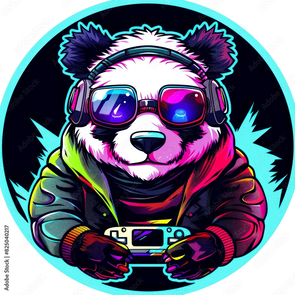 illustration of panda gamers