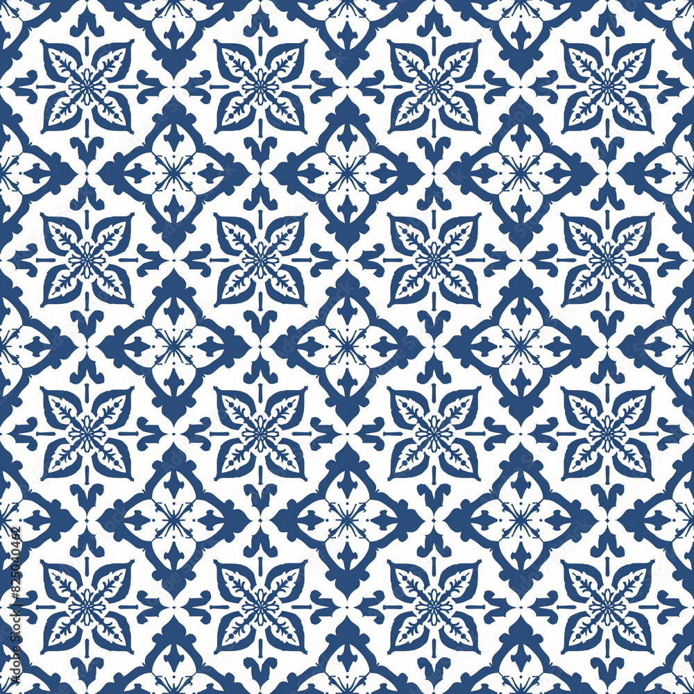 Blue and white floral ornamental pattern Blue and white floral ornamental pattern
