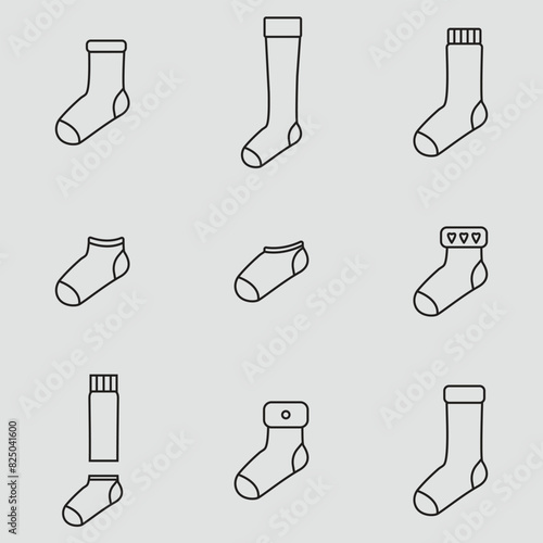 set socks logo line art simple minimalist vector illustration template icon graphic design