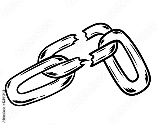 Broken chain link icon vector. Concept damage connection or join in business. Disconnect symbol isolated on white background.