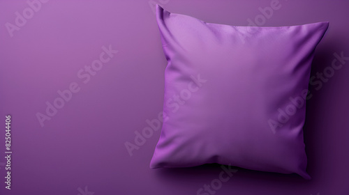 Plain purple pillow on matching background, generative ai