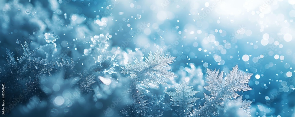 Closeup of ice crystals on window glass, abstract background with copy space. Snowflake texture, winter theme. High resolution. Beautiful nature photography. Blue and white colors. Closeup of ice crystals on window glass, abstract background with copy space. Snowflake texture, winter theme. High resolution. Beautiful nature photography. Blue and white colors.