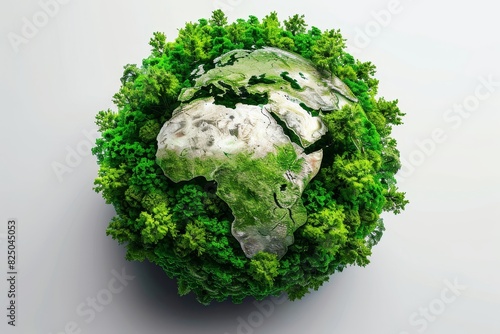 Global harmony earth encircled by lush greenery, signifying environmental stewardship