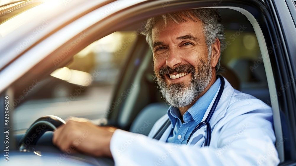 portrait doctor look from window of car portrait doctor look from window of car