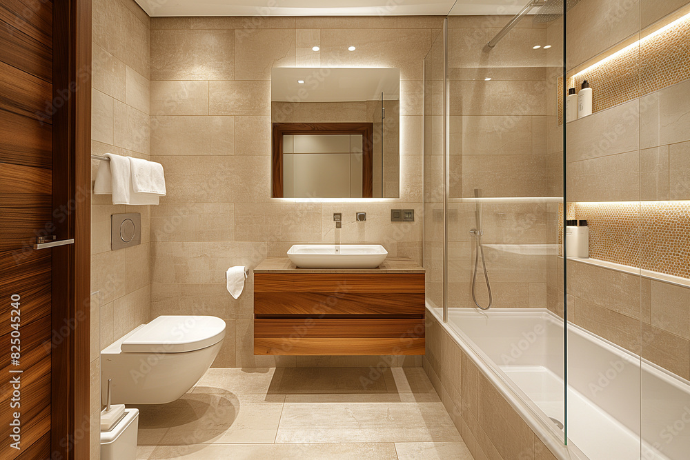 Bathroom interior, Minimalistic Italian design, Natural stone textures, Bathroom interior, Minimalistic Italian design, Natural stone textures,